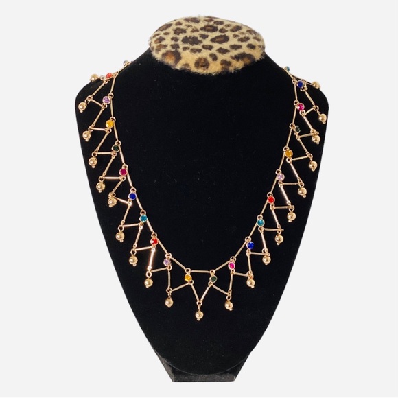 Anna & Ava Jewelry - Anna & Ava Gold Tone And Drop Bead Multicolor Rhinestone Collar Necklace
